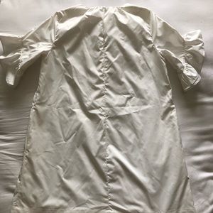 Long White Dress with Ruffled Sleeves